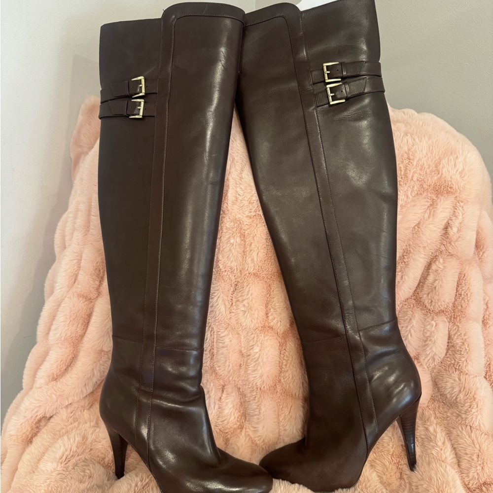 MICHAEL Michael Kors Dark Brown Over the Knee Boots